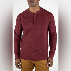 Tailor Vintage Henley with Stretch, Zinfandel Red size L